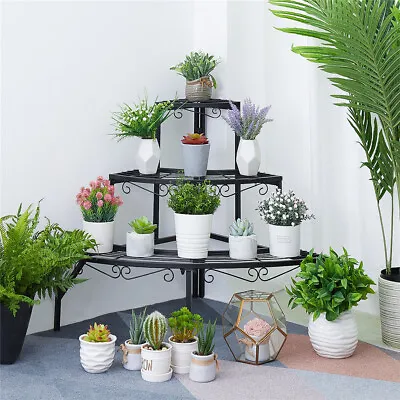 £32.91 • Buy Outdoor Indoor Pot Plant Stand Garden Metal 3 Tier Planter Corner Shelf Display 