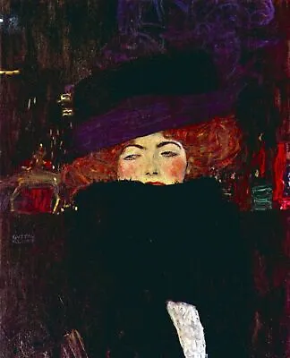 Lady With Hat And Feather By Gustav Klimt Art Painting Print • $10.99