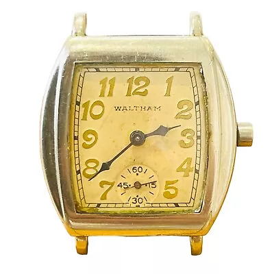 Waltham Military Style Tank Watch Mens Women Mechanical WORKING NEEDS CROWN STEM • £39.99