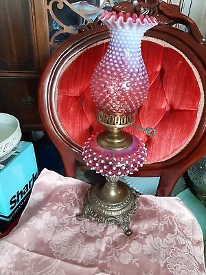 Vintage Fenton Cranberry Opalescent Hobnail 18  Lamp! RARE! Color Is Rich GRAND • $425