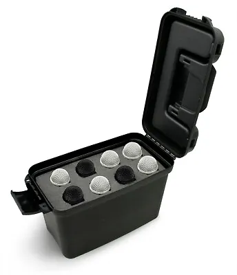 CM Hard Shell Mic Case Holds 8 Microphones By Shure Sennheiser Mics XLR Dynamic • $49.99