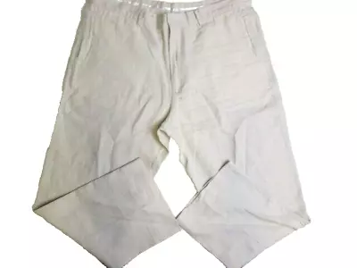 Island Importer Pants Adult 40 Linen Khaki Straight Leg Casual Tousers Mens • $22.55