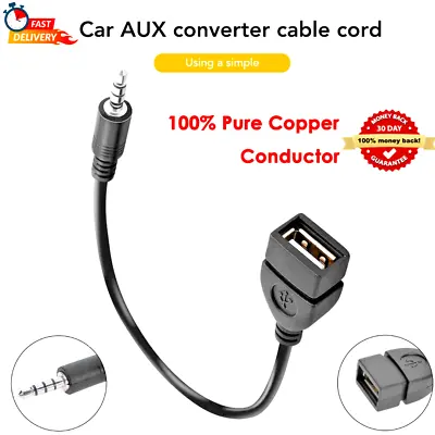 3.5mm Male AUX Audio Plug To USB 2.0 A Female Jack OTG Converter USB Adapter BLK • £2.99