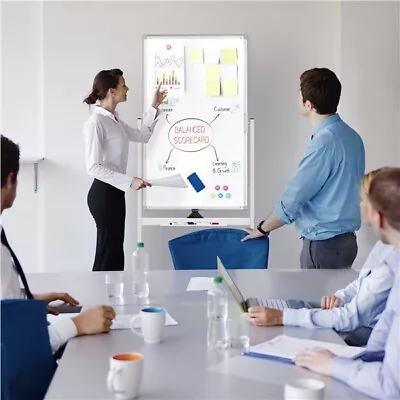 360° Rolling Aluminum Frame Whiteboard Double Sided Mobile Board Presentation • $49.99