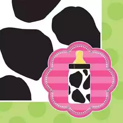 Baby Cow Print Girl Animal Moo La La Baby Shower Party Paper Beverage Napkins • £8.17
