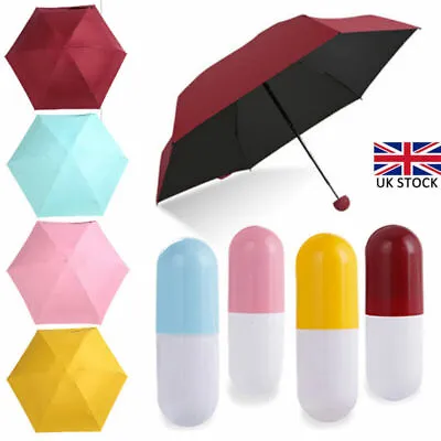 Super Mini Pocket Compact Umbrella Sun Anti UV 5 Folding Rain Windproof Travel • £7.98