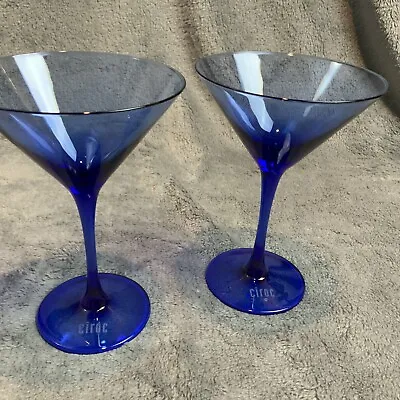 2 - Two CIROC Cobalt Blue Martini Glasses 6.25 In. • $14.95