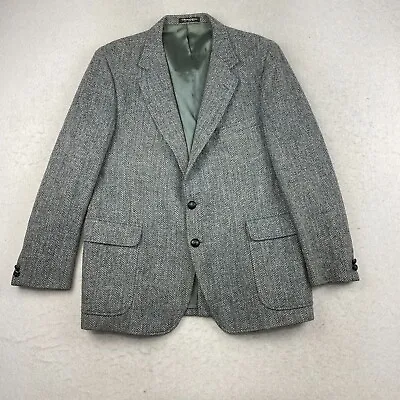 Harris Tweed Blazer Men's 45 Gray Scottish Wool Sport Coat Hunting Jacket • $30.72