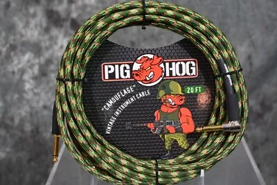 Pig Hog Camouflage Instrument Guitar Cable 20ft Right Angle W/FREE SHIPPING • $28.48