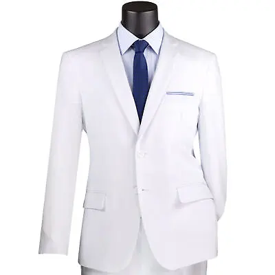 LUCCI Men's White 2-Button Slim-Fit Poplin Polyester Suit NEW • $75