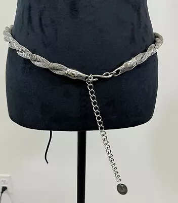 Vintage Women’s Metal Hip Belt Size M/L Silver Tone Twisted Rope • $16.98