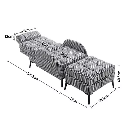 Adjustable Sleeper Recliner Chair Lounge Chair Cube Back Armchair With Footstool • £219.95