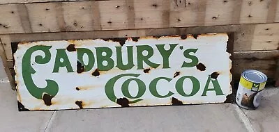 Porcelain Enamel Sign - CADBURYS COCOA CHOCOLATE MAN CAVE GREEN RARE FREE POST • £245