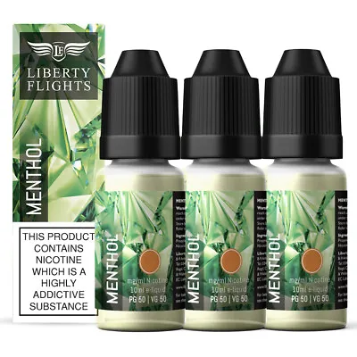 Liberty Flights E Liquid 10ml Menthol XO Vape Juice 3mg 50PG/50VG Pack Of 3 • £9.99