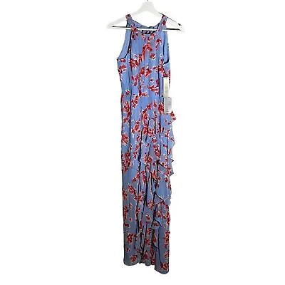 Eliza J Sleeveless Halter Neck Ruffle Thigh High Slit Floral Print Maxi Dress  • $45.99