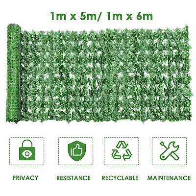 5/6M Artificial Hedge Fake Ivy Leaf Garden Fence Privacy Screening Wall Panel • £18.99