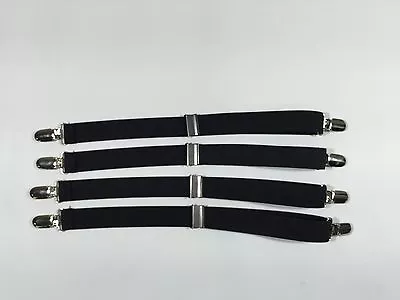 Military 4pk Shirt Stay Garters With Gator Clip BLACK  Made In USA • $15.95