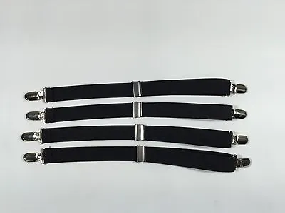 Military 4pk Shirt Stay Garters With Gator Clip BLACK World's Best Made In USA • $15.95
