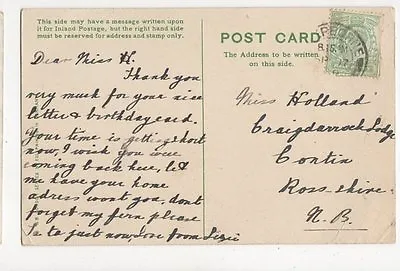£3.95 • Buy Miss H Holland Craigendarroch Lodge Contin Ross-shire 1909  300a