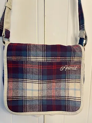 Animal Crossbody Bag Fabric Soft Tartan Print Adjustable Strap Multicoloured • £13