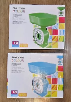 Salter Colour Mechanical Kitchen Scales 5Kg 11Lbs In Blur Or Green - New In Box • £9.99