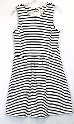 J. Crew A-line Tank Skater Dress Women S Sleeveless White Black Stripe Stretch • $21.97