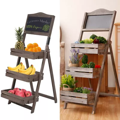 £39.99 • Buy Foldable A-Frame Chalkboard Display Shelf Rustic Flower Plant Pot Shelf Storage