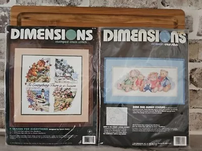 Lot Of 2 Vintage Dimensions Cross Stitch Kit Bear Bunny Cousins/Season For Every • $19.50