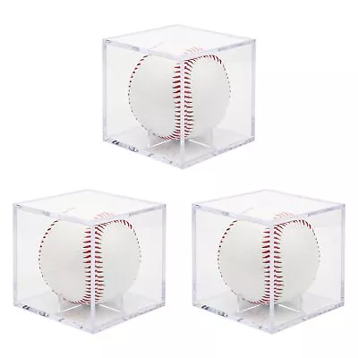 3 Pack Clear Acrylic Baseball Cube Display Case Boxes For Memorabilia Display • $15.18