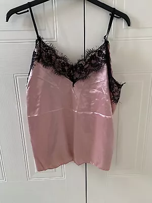 Pink & Black Lacy Strappy Cami Top Size Large 14-16 Zaful • £9