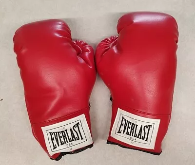 Vintage Everlast Red Leather Laceless Boxing Gloves 12 Oz  Adult Very Good Cond. • $20