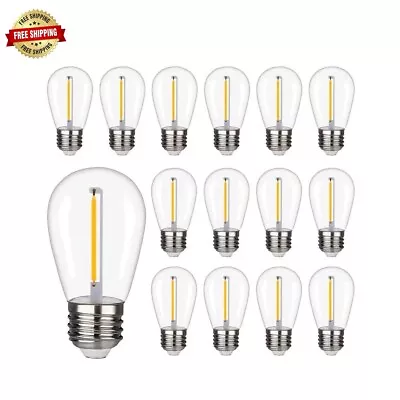  15-Pack Waterproof S14 LED Outdoor String Lights Bulbs - E26 Replacement  • $15