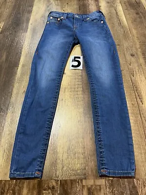 Women’s True Religion Halle Mid Rise Super Skinny Blue Jeans Size 27 27x27.5 • $17.99