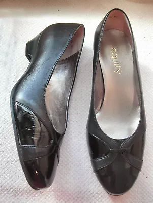 £10.99 • Buy ) Equity Ladies Black Patent + Plain Leather Shoes UK 5.5 EU 38.5 Standard Width