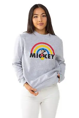 Disney Womens Sweatshirt Mickey Mouse Rainbow Jumper S-XL Official • £19.99