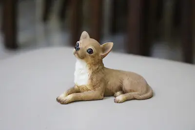 3.34  Resin Chihuahua Brown DOG Hand Painted Figurine Statue Mini Pet Toy Gift • $15