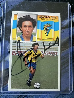 El Salvador  AutographedBy Jorge Magico Gonzalez Card Soccer Cadiz Spain 1990-91 • $900