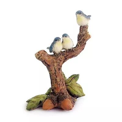 Fairy Garden Dollhouse Miniature Birds On Branch Mini Bluebird Trio Figurine • $14.49