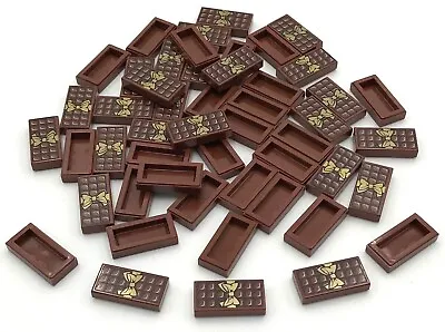 Lego 50 New Reddish Brown Tiles 1 X 2 With Groove Candy Bar Chocolate Blocks • $11.99