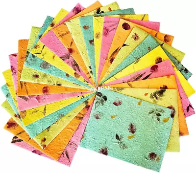 JAKAPAN Thick Mulberry Paper Sheets Natural Leaves Dried Flower Petals Decorativ • $24.49