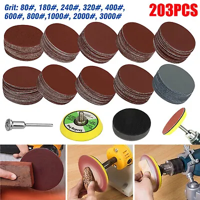 100-303Pcs 2  Sanding Disc Hook Loop Sander Paper Backer Pad + Drill Adapter Kit • $11.98