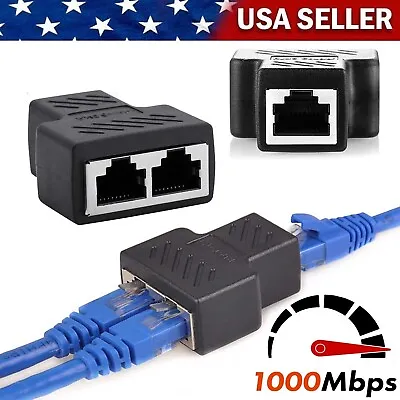 2xRJ45 Splitter Adapter 1 To 2 Ways Dual Female Port CAT6/5/7 LAN Ethernet Cable • $5.99