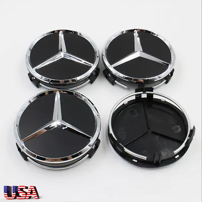 4PC 75mm Wheel Center Hub Caps Cover Emblem Black Badge For Mercedes-Benz C E S • $10.99