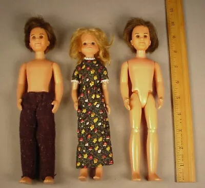 Vintage Mattel Sunshine Family 3 Plastic Vinyl Dolls Hippie Fashion Toys 1973 • $11.99