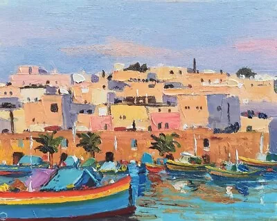 Malta Valletta Harbour  Oil Painting • £280