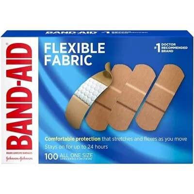 Band Aid J&J Flexible Fabric 1  X 3  100 Adhesive Bandages • $12.62