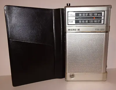 GE MICRO III AM/FM Pocket Transistor Radio Model No. 7-2000A Hong Kong WORKS! • $19.99
