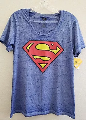 NWT DC COMICS SUPERMAN Supergirl Costume TShirt Women JR L Navy Heather Red Cape • $30.76