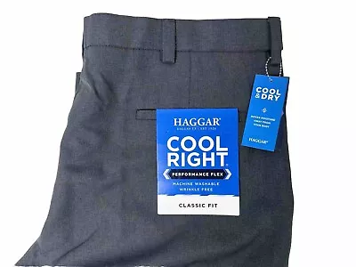 Haggar Men's Cool Right Performance Flex Fit Flat Front Pants 38x32 • $18.50