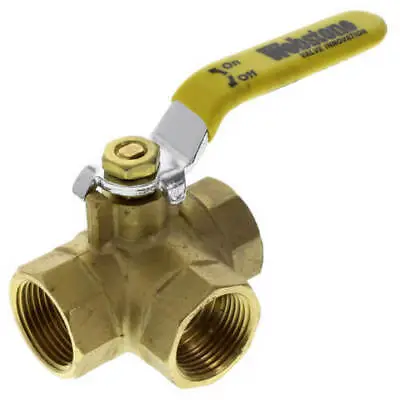 3/4  3 WAY Female L Port 600 WOG NPT Brass Ball Valve  Threaded Plumbing  • $33.99